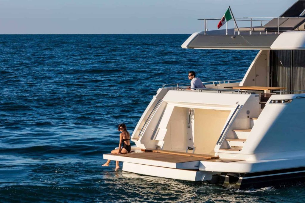 This is a photograph of a Bbeautiful Italian Yacht with Swimming Platform 01