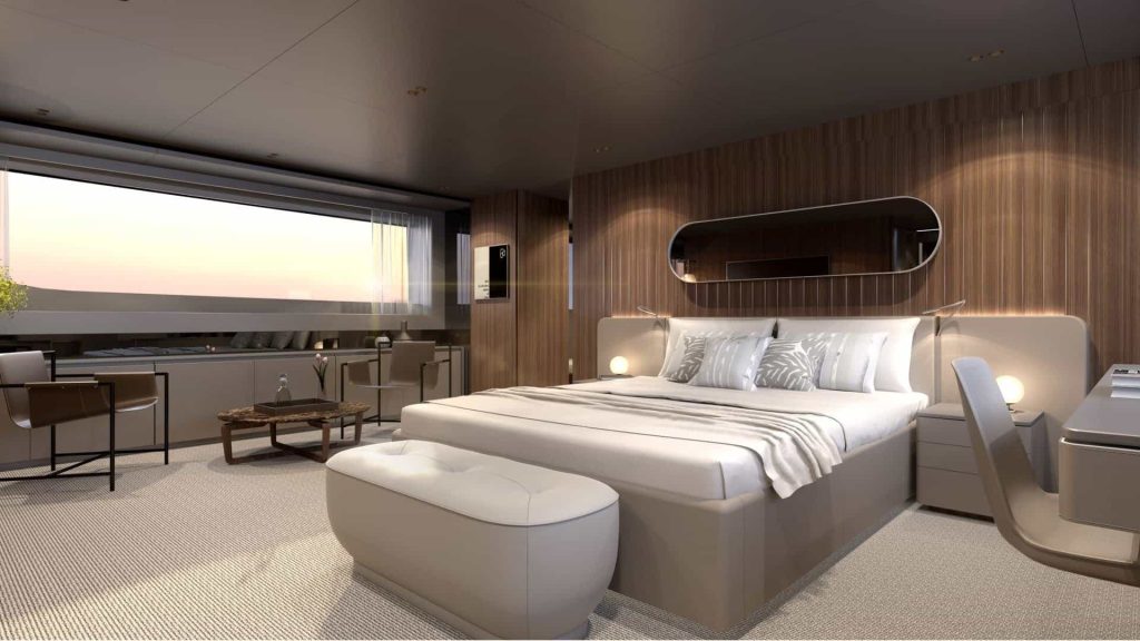 This is a photograph of Sanlorenzo SD118 Owners Cabin
