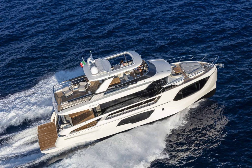 This is a photography of a Absolute Navetta 64 At The Sea