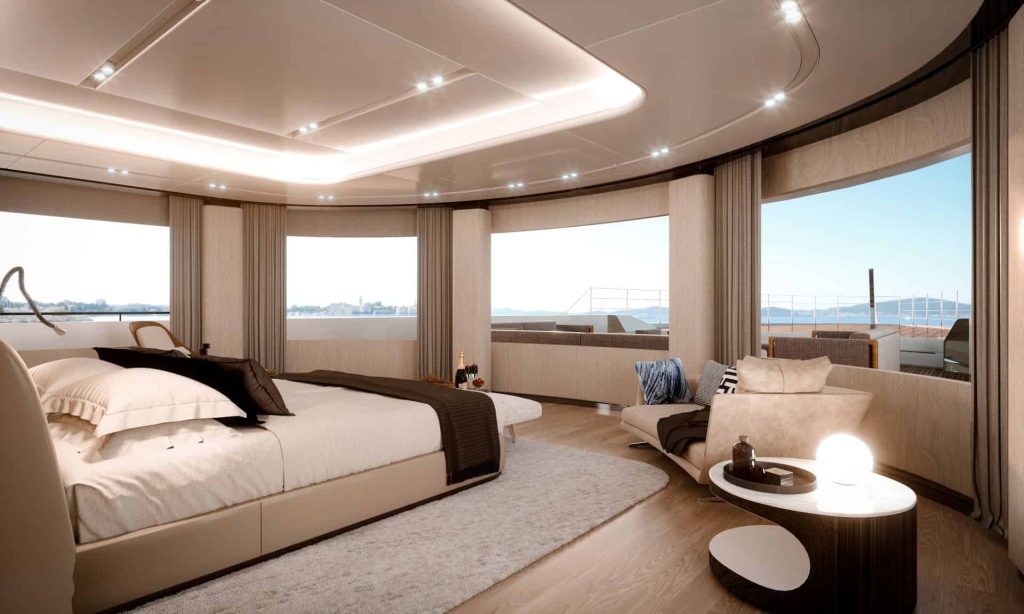 This is a photography of Benetti FB 284 Owner Cabin 01