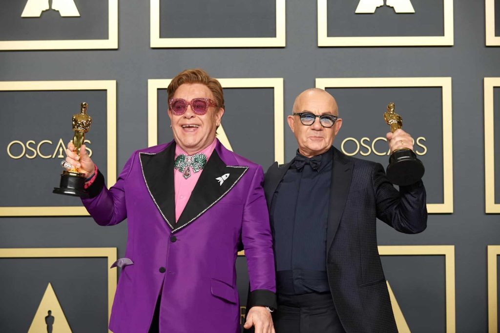 This is photo of a Elton John and Bernie Taupin at Oscars