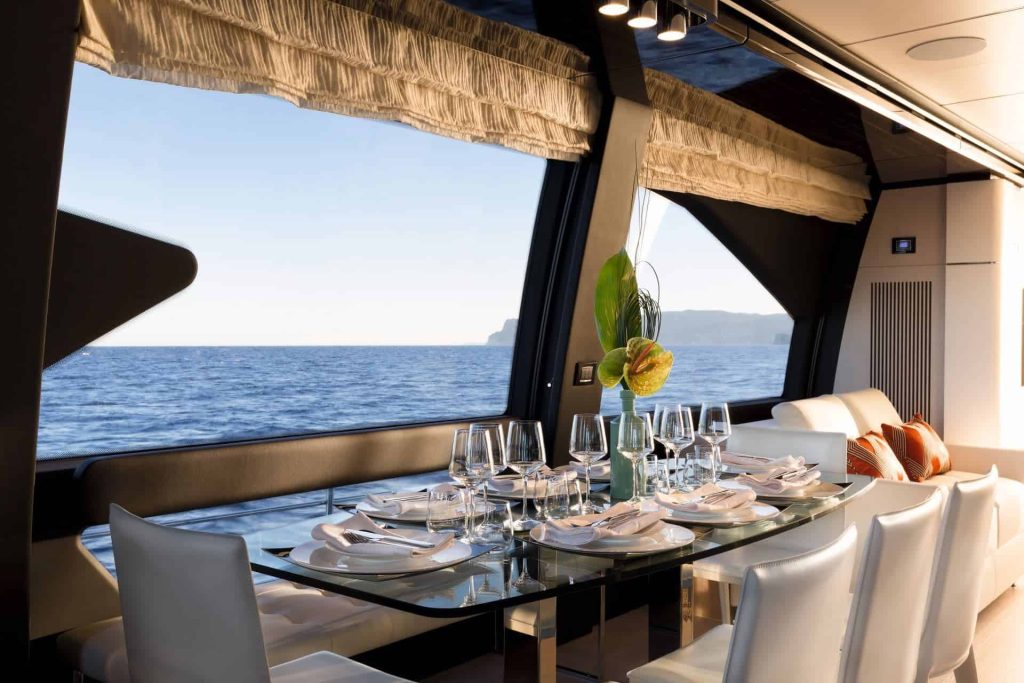 This is a photography of Azimut 72 dinning area