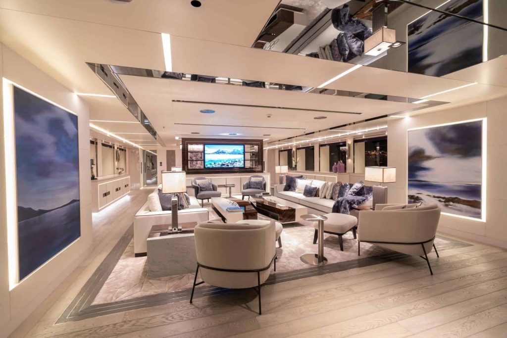 This is a photography of superyacht main saloon