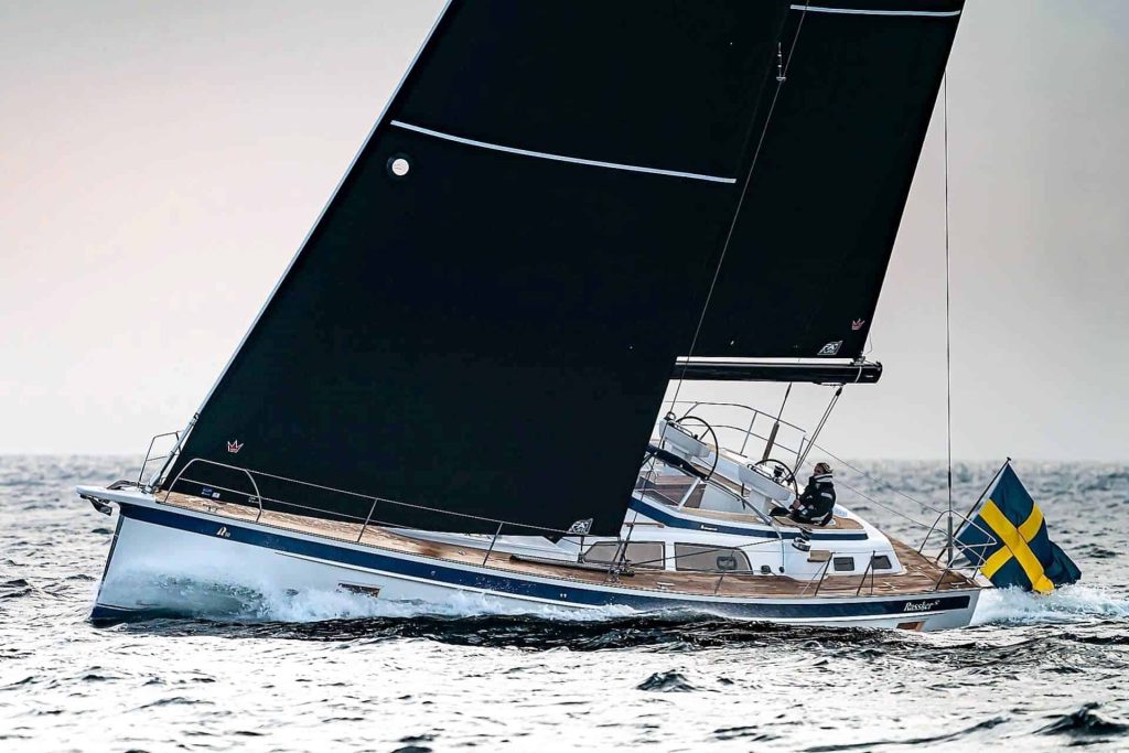 This is a photography of Hallberg Rassy 50 sailing boat