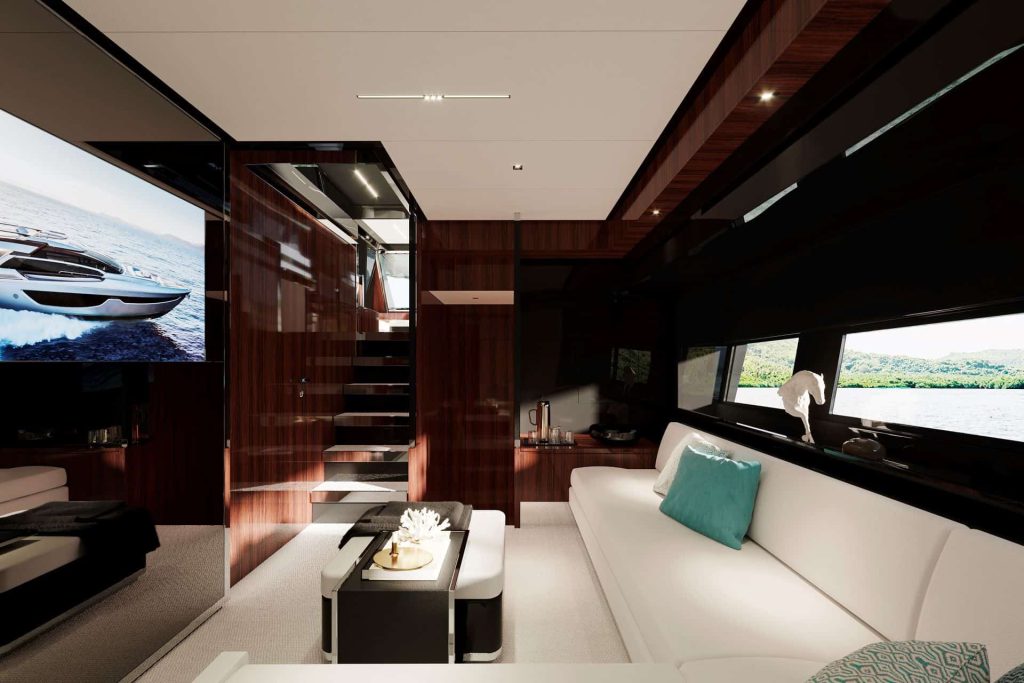 This is a photography of Riva's yacht dinette