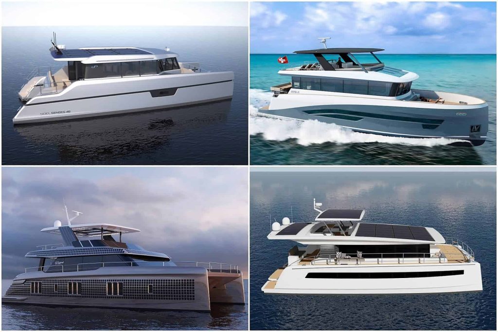 This is a photography of four eco friendly yachts