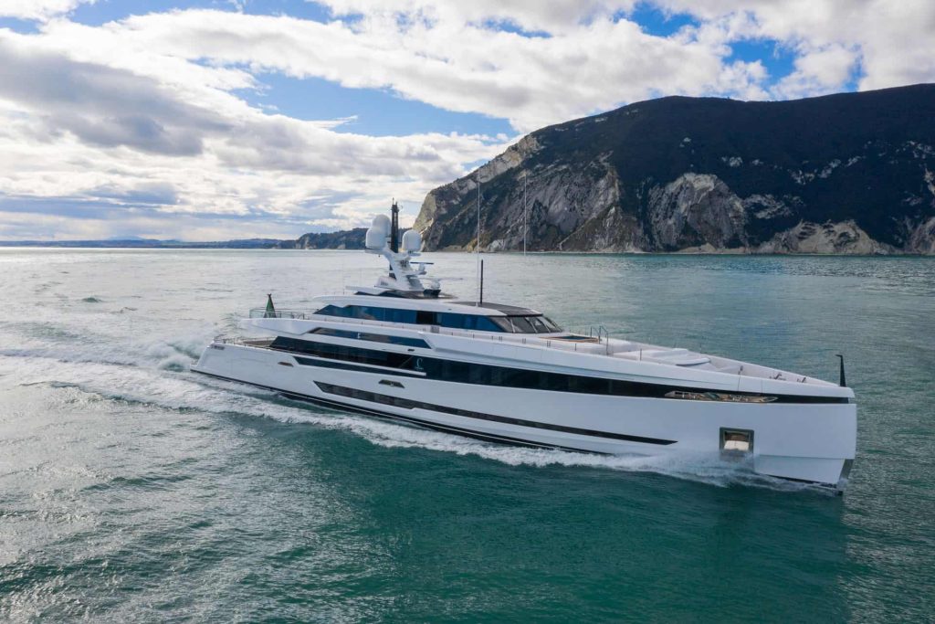 This is photo of a Columbus 50 Sport cruising front view