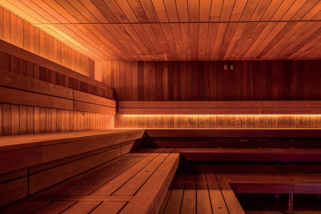 This is photo of a Hilton spa club with sauna