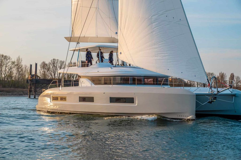 This is photo of a new Lagoon 55