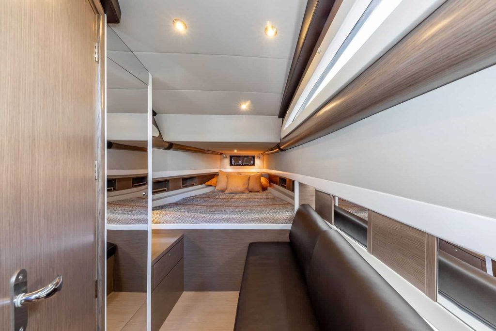 This is a photography of echnohull Omega 47 cabin