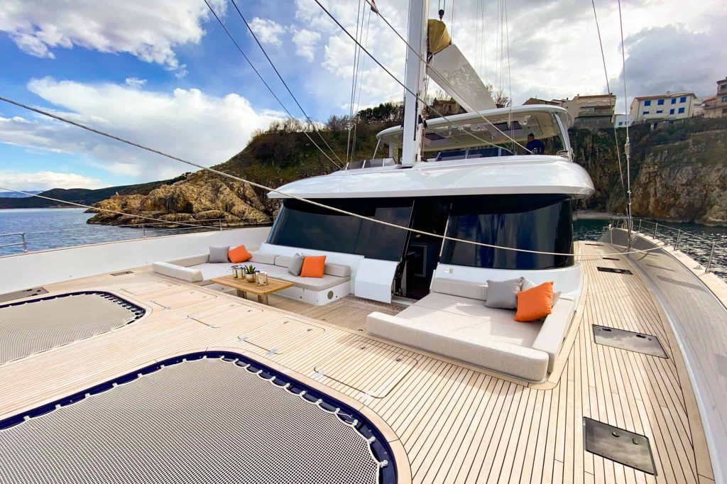 This is a photography of carbon catamaran Sunreef 80