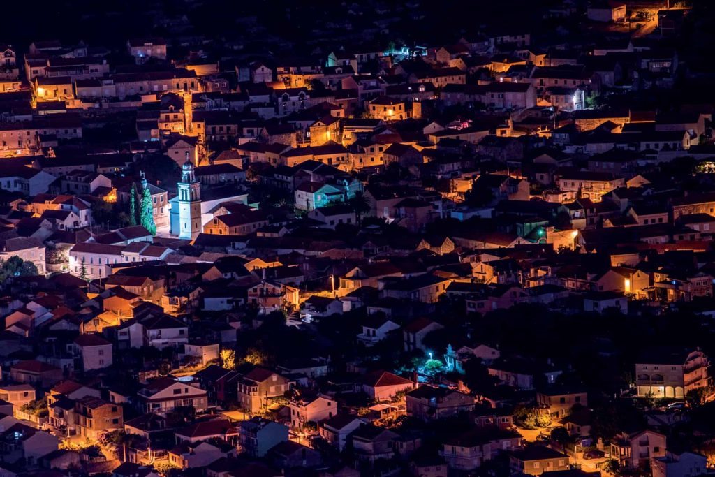 This is picture of Vela Luka at night