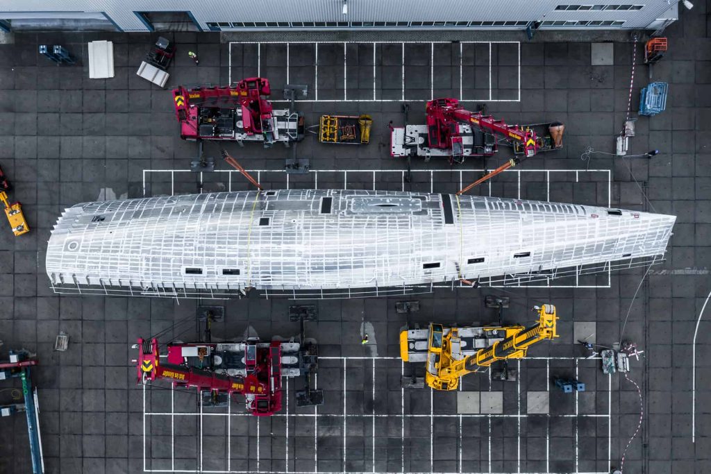 This is photo of a turning the feather of Royal Huisman project 405