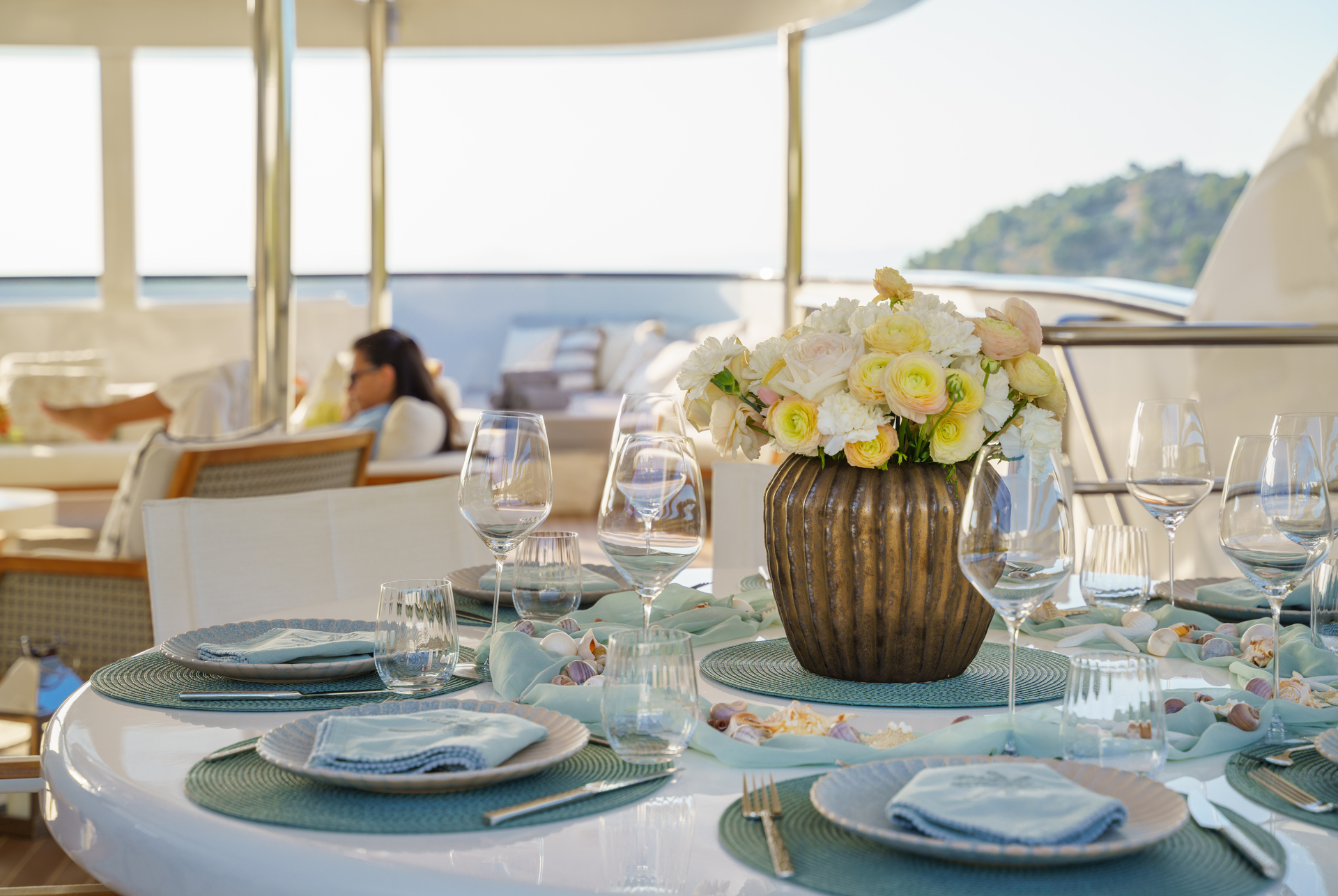 Dining aboard Agape Rose