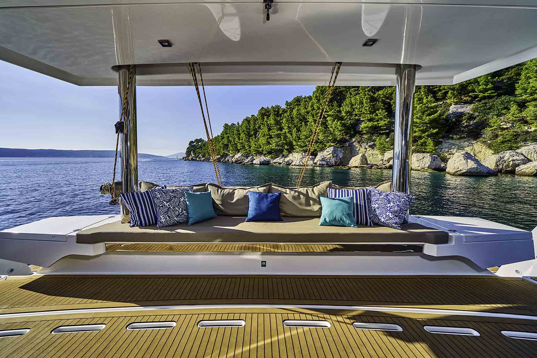 Aft seating bench of the Bali 5.4 catamaran