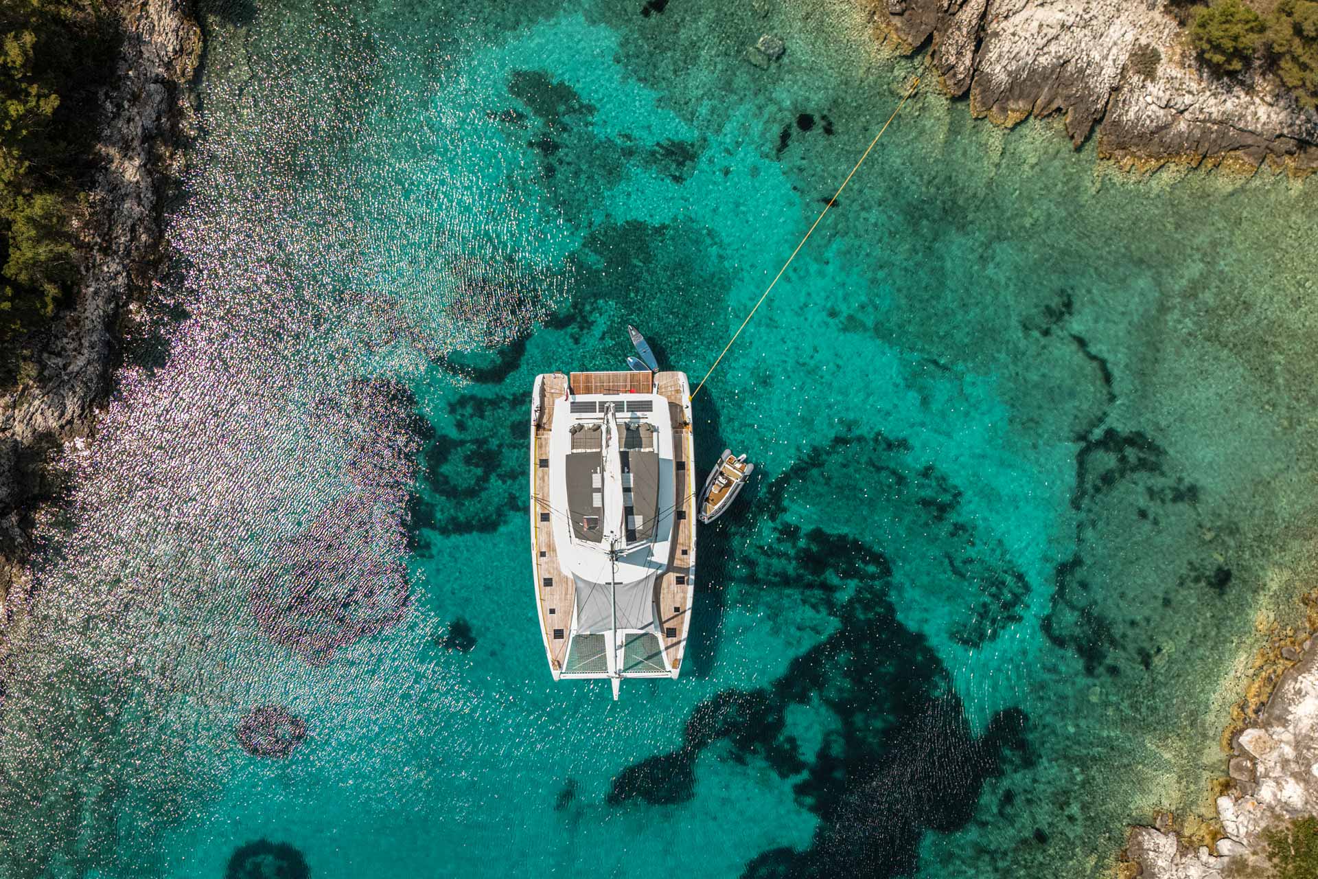Solomar on anchor aerial view