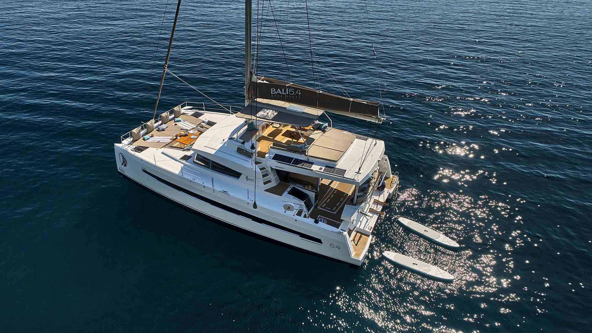 Side view of the Bali 5.4 catamaran