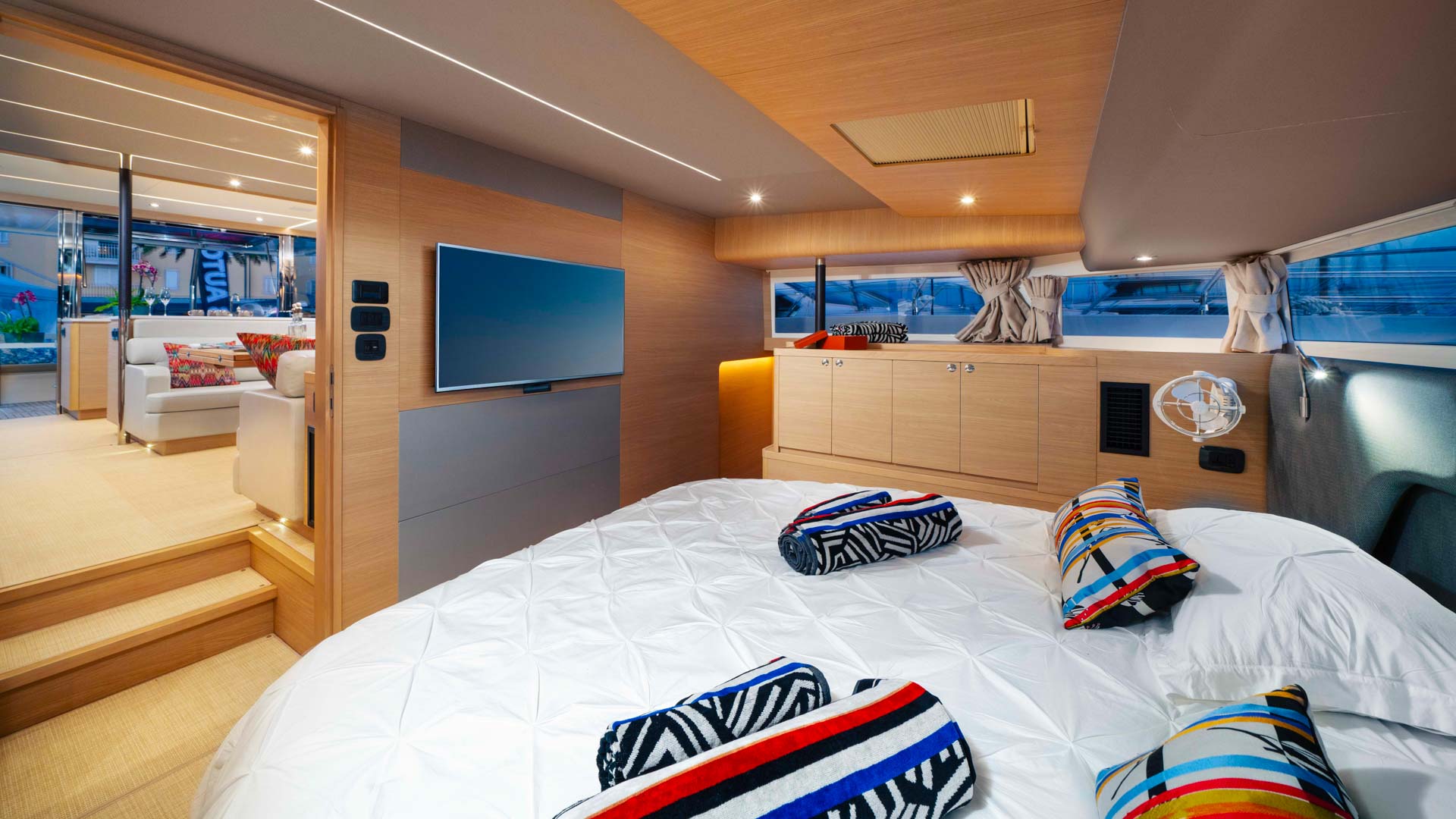 Master cabin of the By My Side catamaran