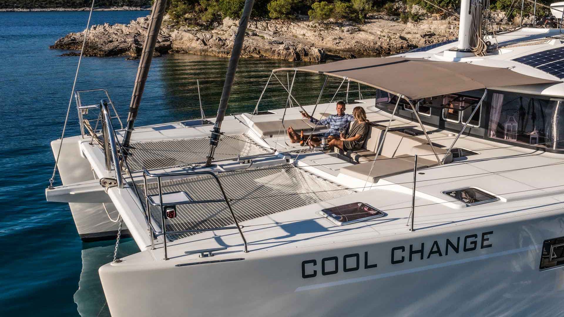Foredeck of the Lagoon 560 S2 catamaran