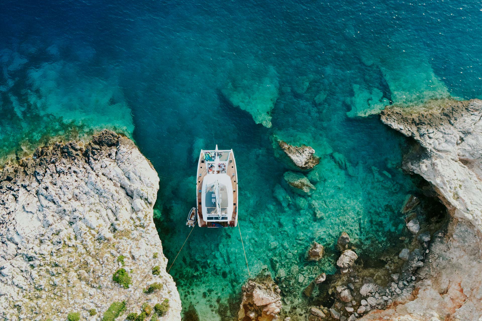 Solomar on anchor aerial view&nbsp;