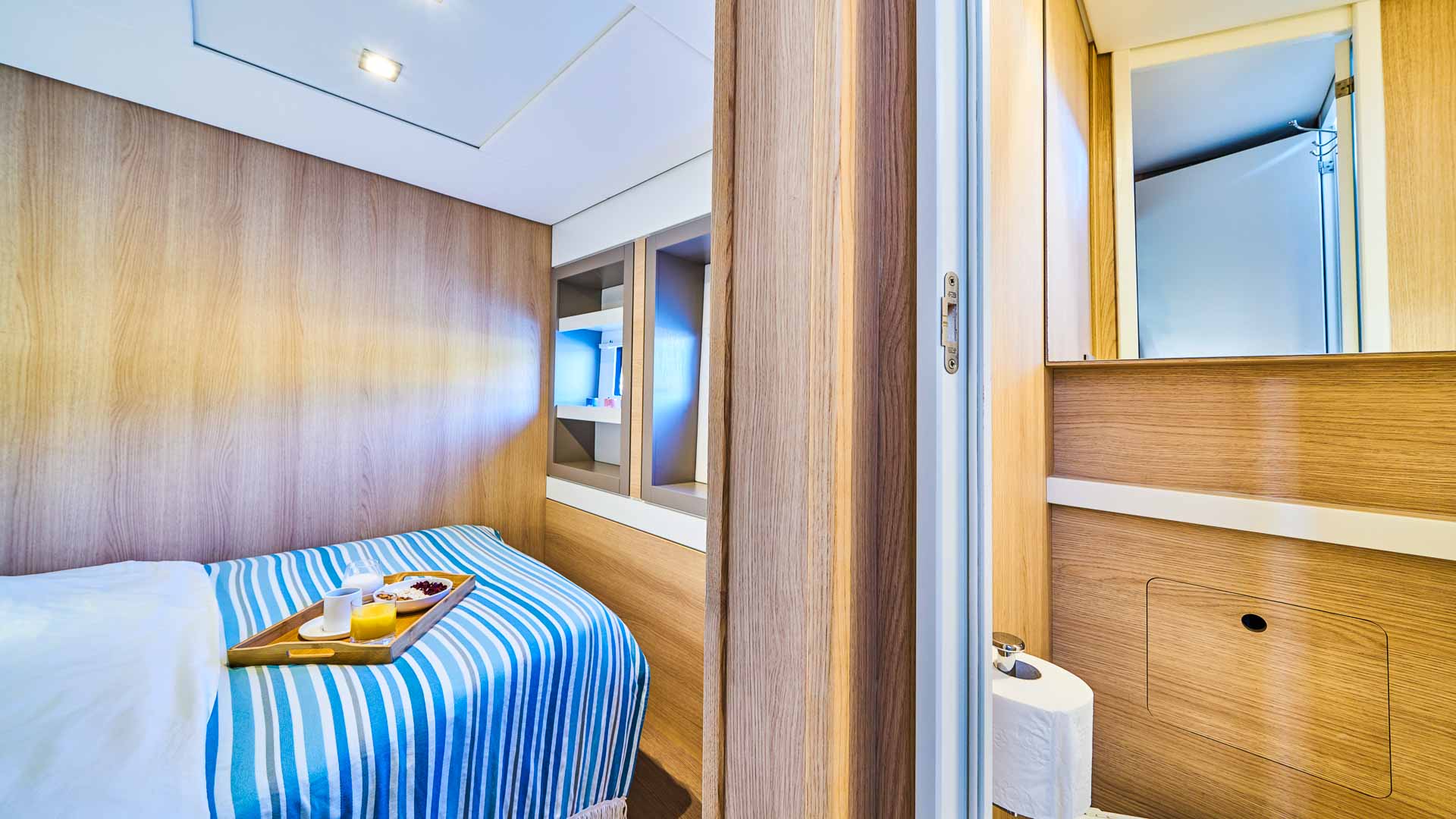 Ensuite view of the Bali 5.4 catamaran
