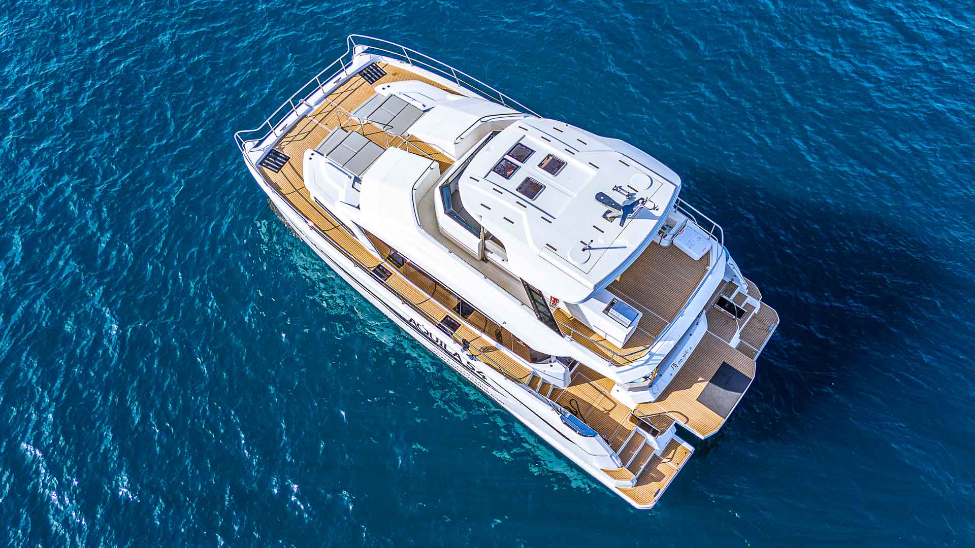 Aerial image of the By My Side catamaran