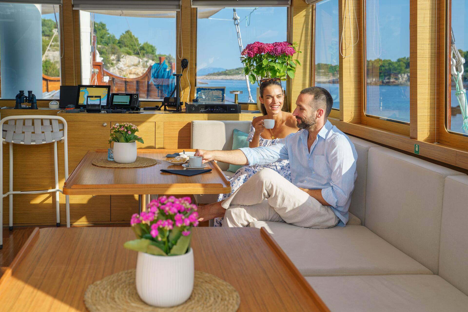 Morning coffee on board Green Ray&nbsp;