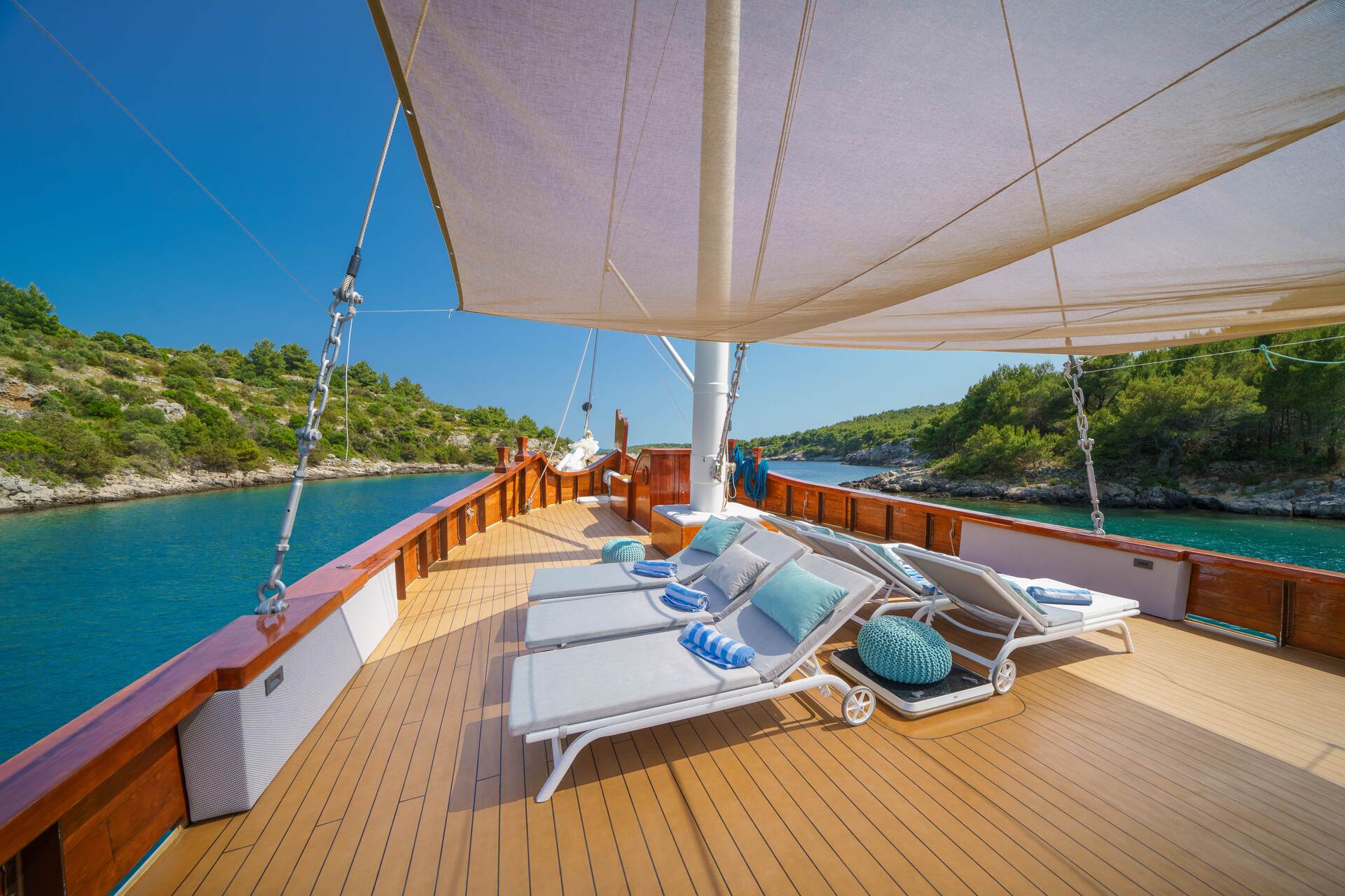 Sun loungers on deck