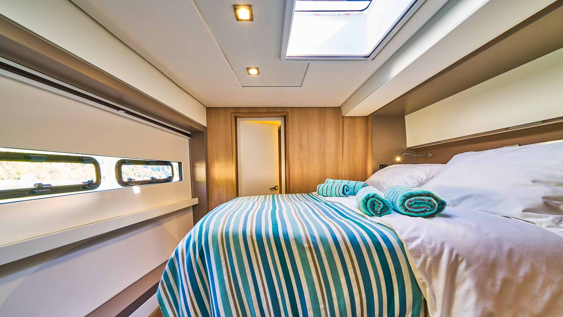 Cabin view of the Bali 5.4 catamaran