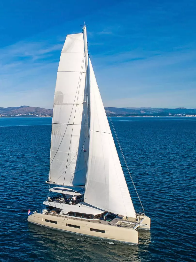Amada Mia luxury catamaran in sail