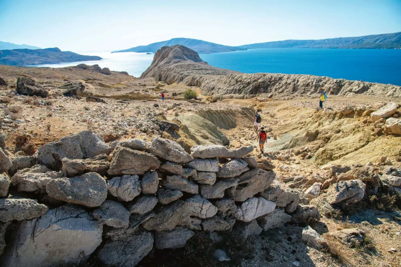 A scenic trail on Pag Island, Croatia.