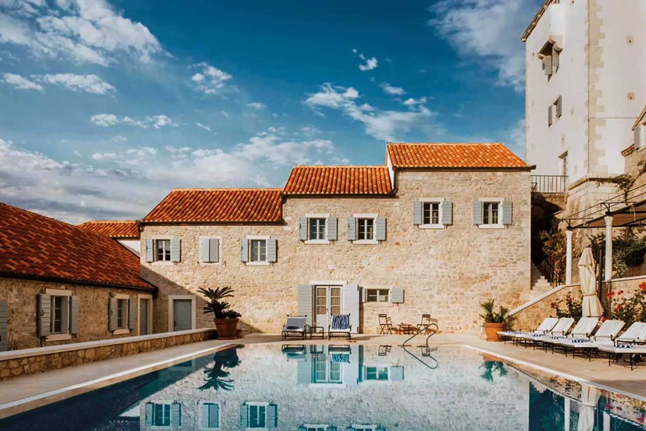 pool inside castle walls