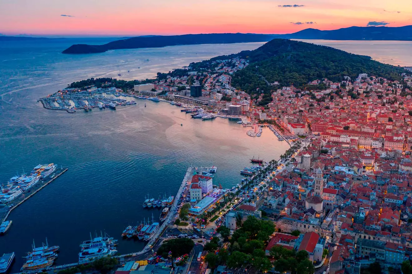 town of Split aerial view