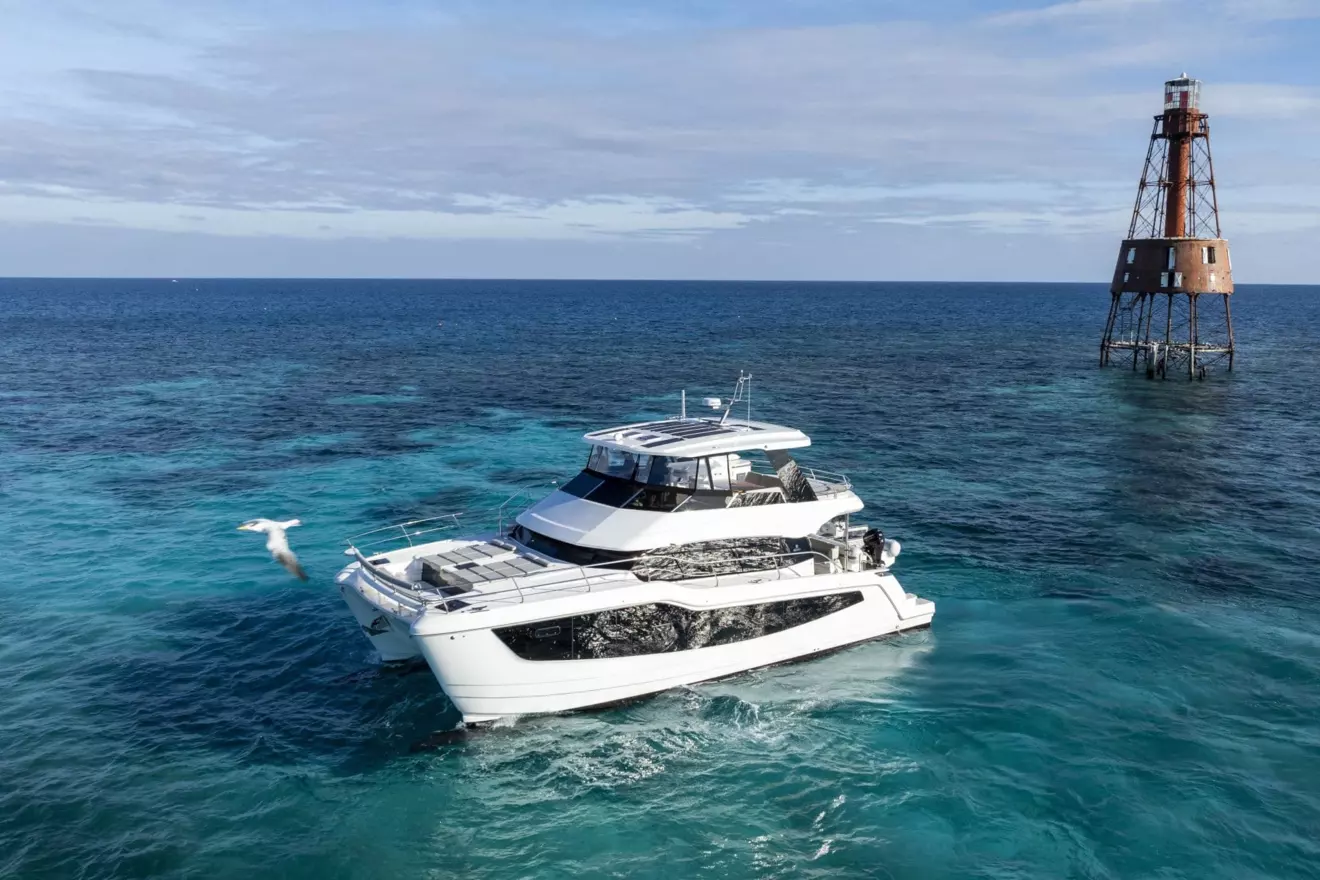 Aquila 50 power catamaran side view