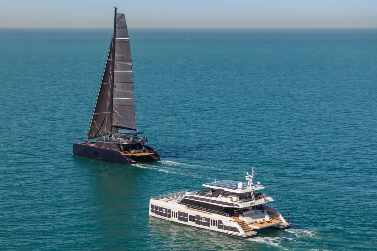 Sunreef power and sailing catamaran cruising