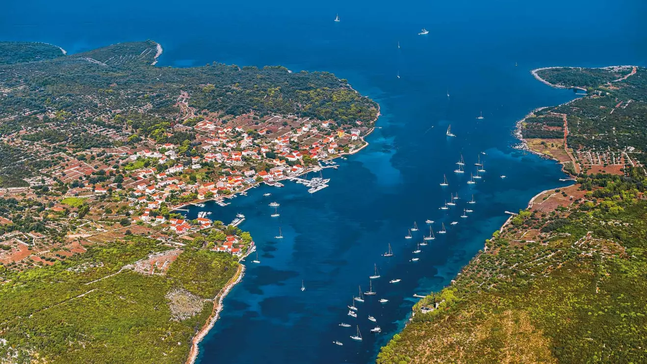 island of Ilovik, aerial view