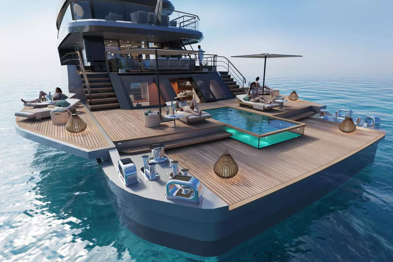 Tankoa T560 Apache, 56-metre full-custom superyacht, beach club