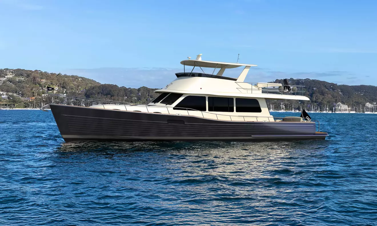 smaller explorer yacht grand banks 62 at anchor