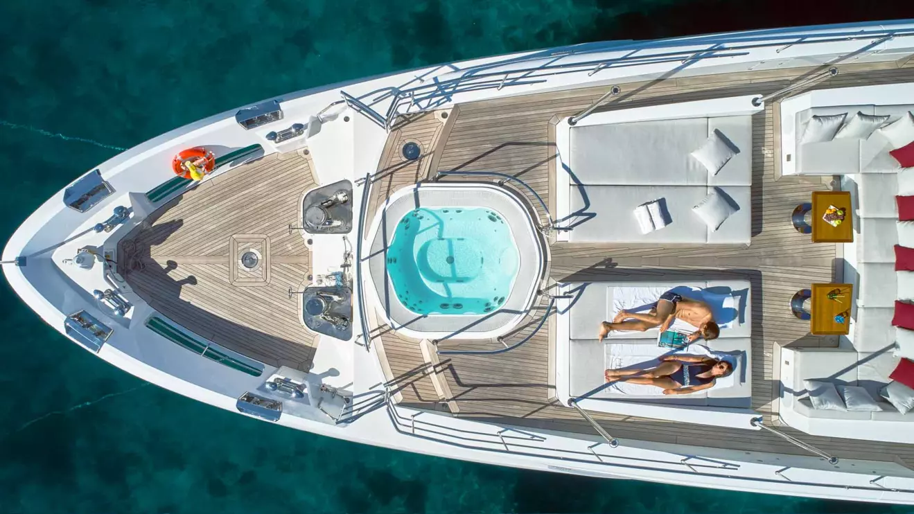 Luxury yacht Benetti Happy Me sundeck on the bow