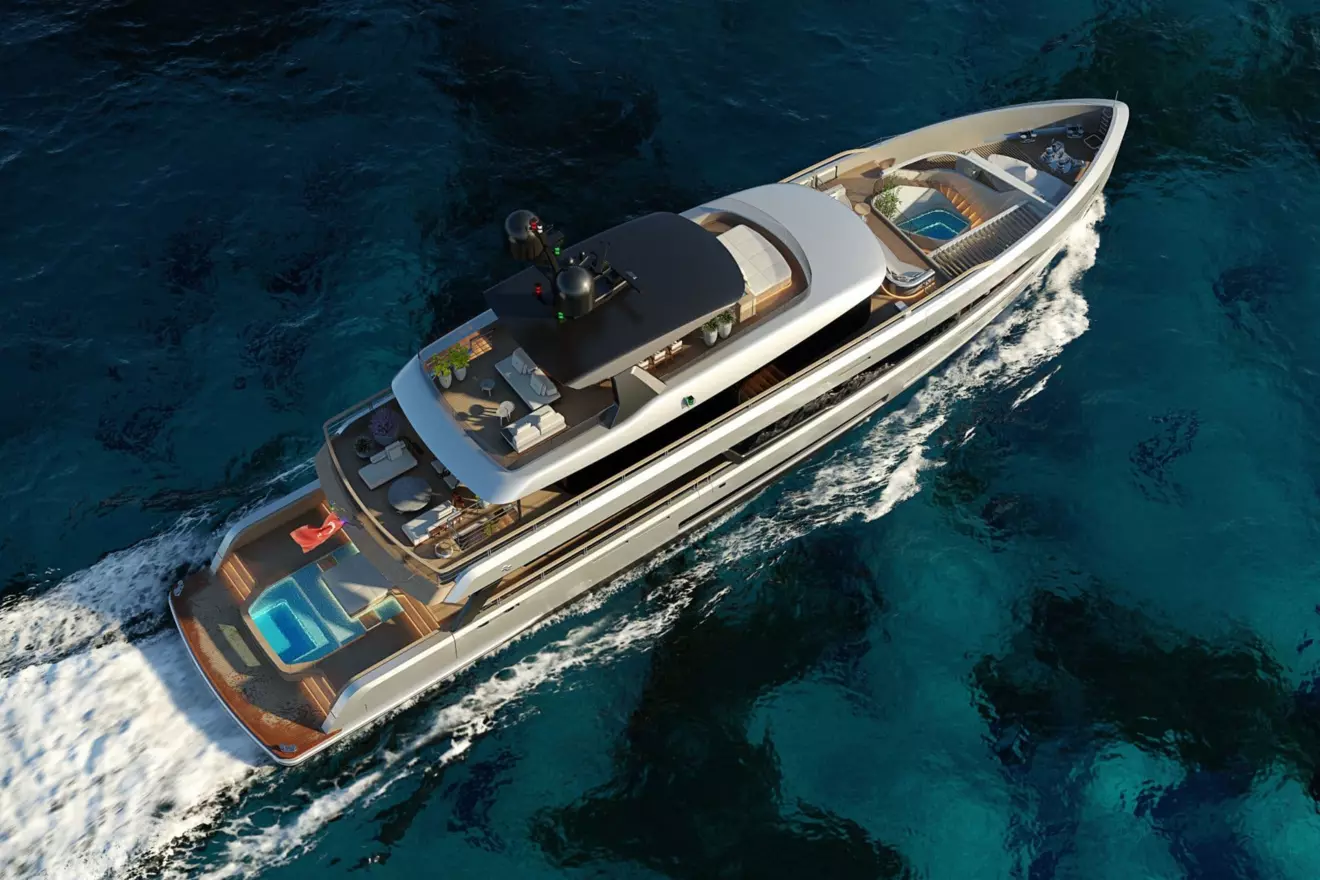  Sirena 42M boasts open entertaining areas and spacious external relaxation zones.