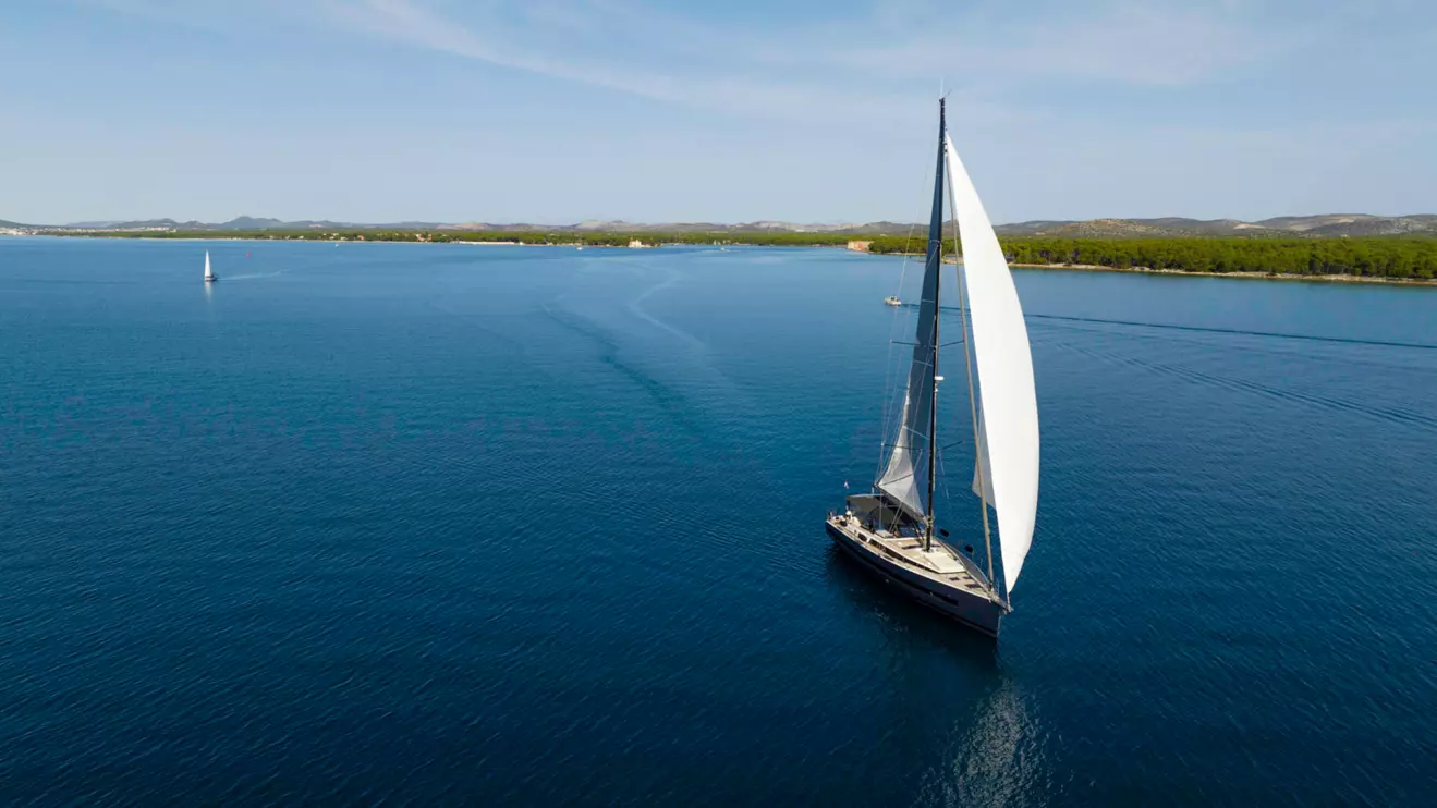 Beneteau Oceanis Yacht 62 sailing on the Adriatic, a luxury sailing boat rental Croatia option.