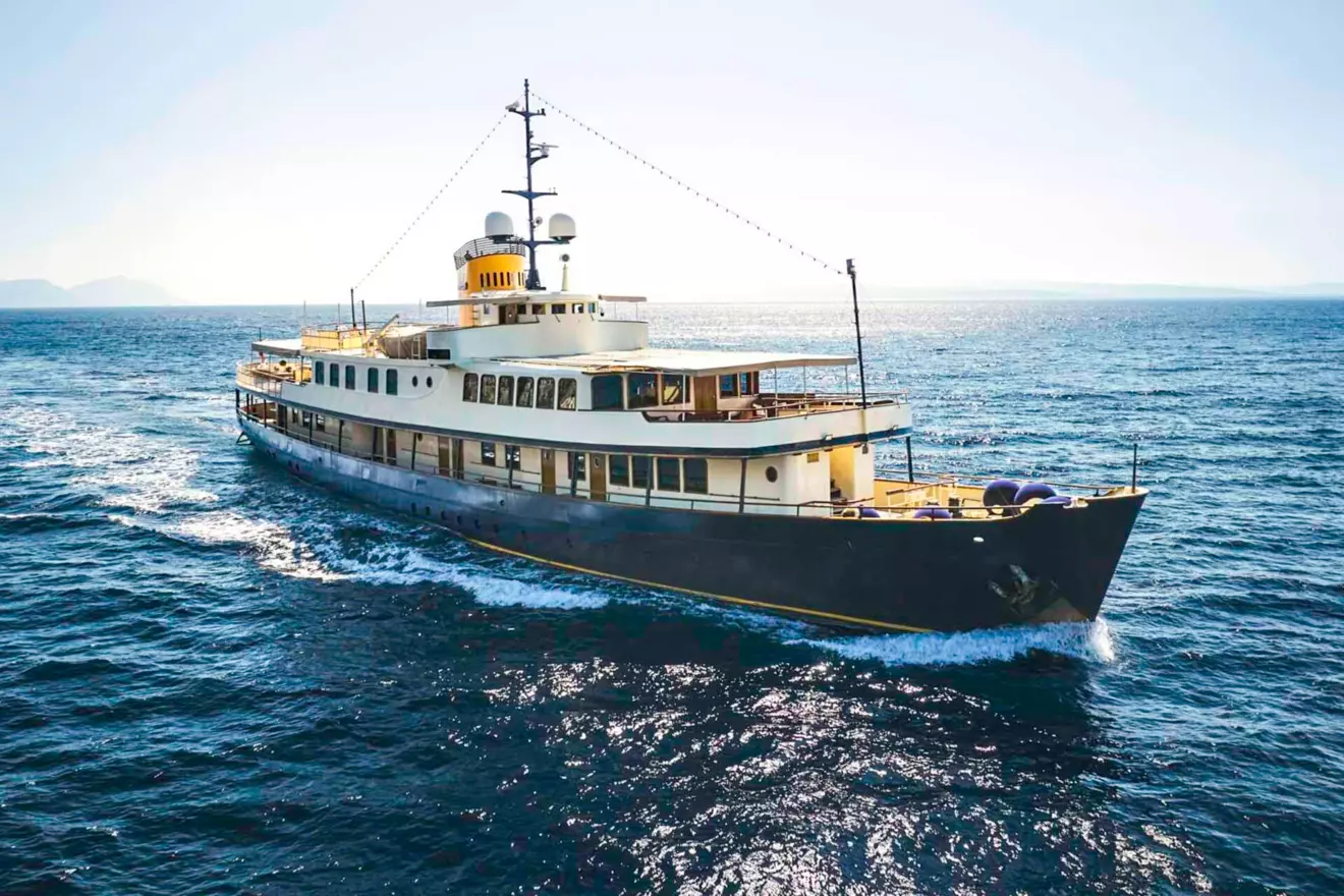 Exterior view of a classic luxury yacht Seagull II available for charter in Croatia.