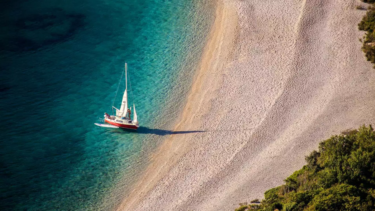 honeymoon sailing in secluded bay