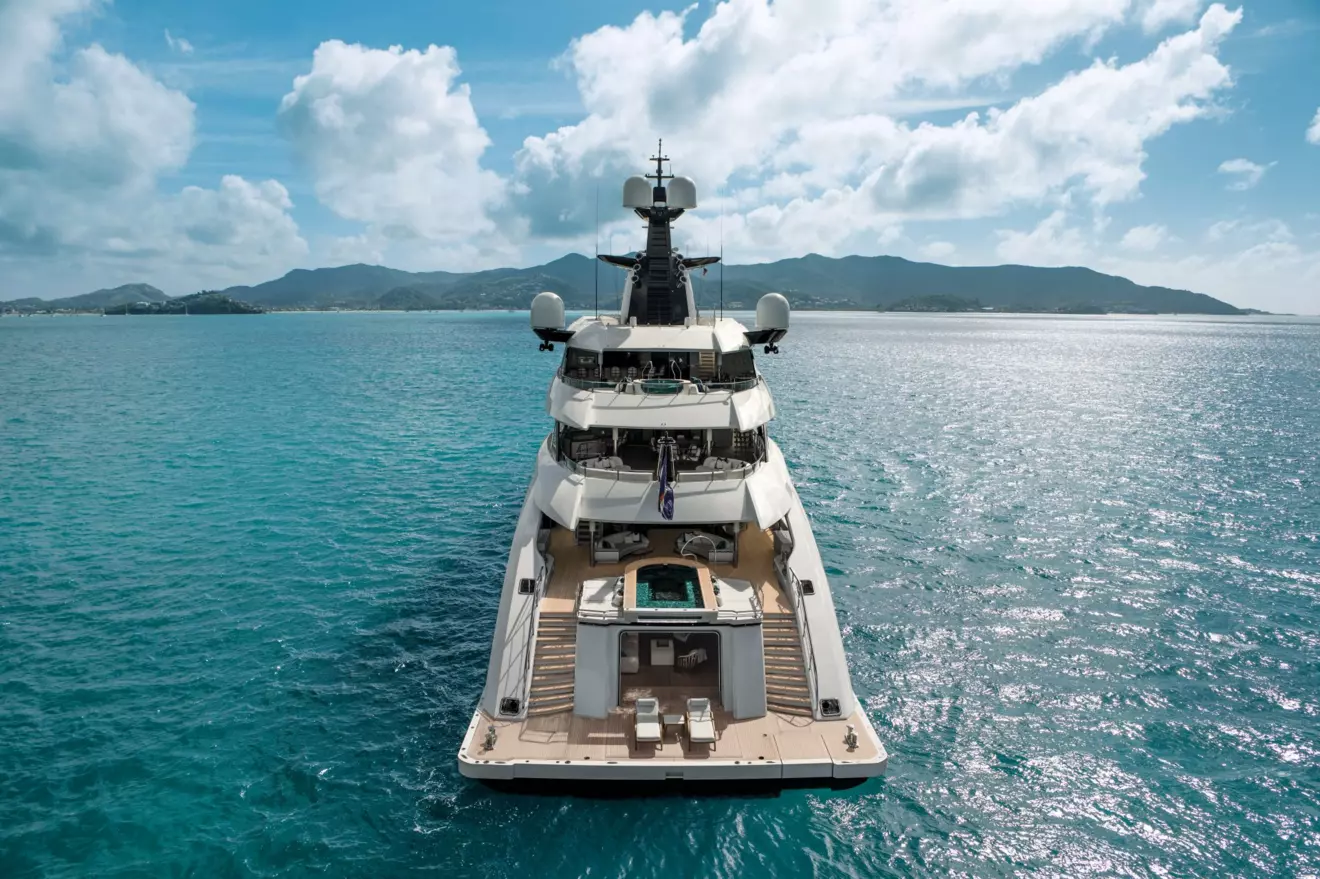 Aft deck and beach club area of the 67-meter CRN superyacht Amor &agrave; Vida