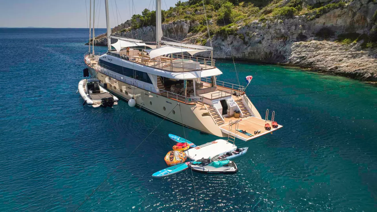 Luxury sailing yacht MarAllure aft view