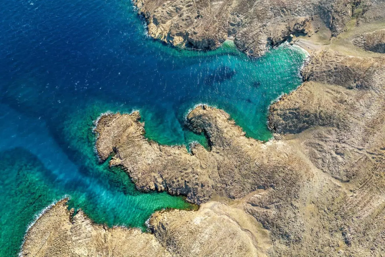 Moon-like terrain of Pag Island seen from above.