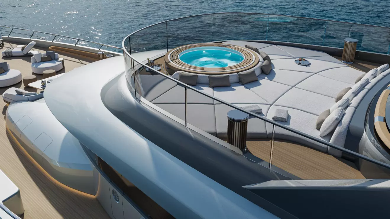 ISA Granturismo 66M jacuzzi en cubierta superior