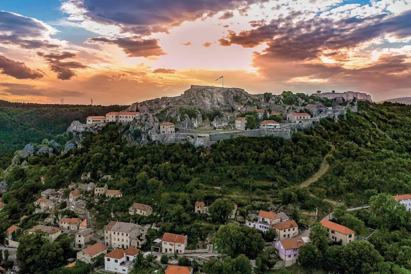 Knin fortress sunset