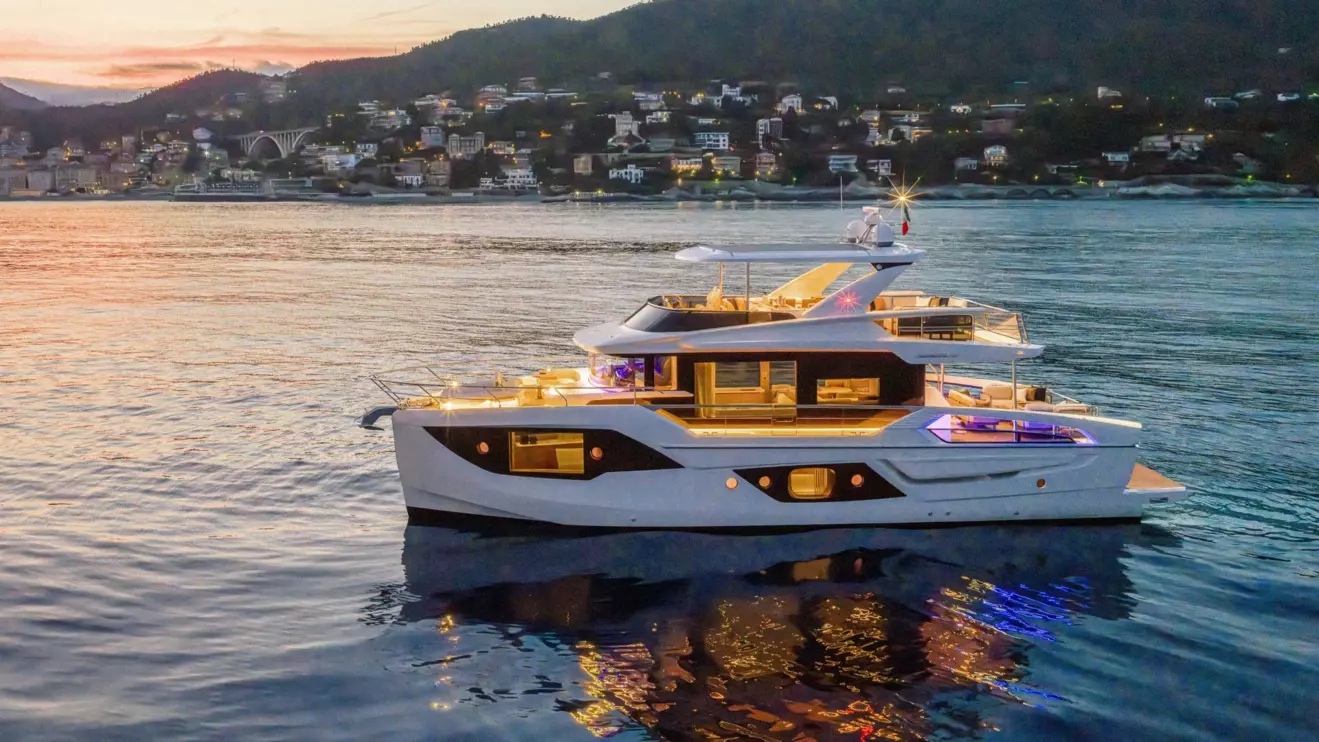 Absolute Navetta 62 side view sunset
