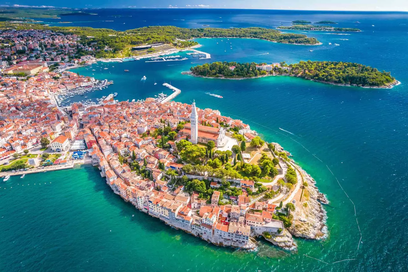 Rovinj’s old town and bell tower 